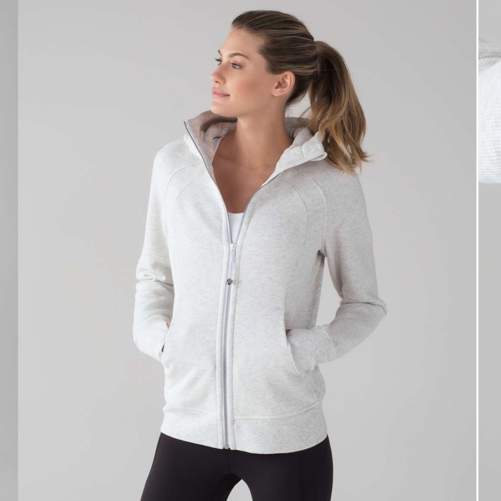 Lululemon Scuba Hoodie Heathered White Light Cotton Fleece